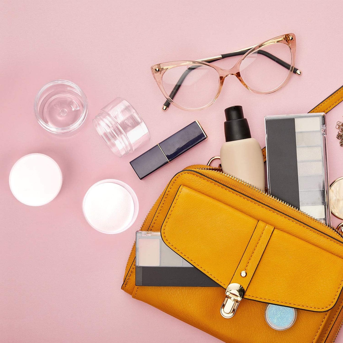 SATINIOR 36 Pieces 2 oz Plastic Jars with Lids Wide Mouth Airtight Reusable Container Acrylic Cosmetic Small Jars for Lotions Ointments Travel Toiletries Creams Make up Storage(Clear)