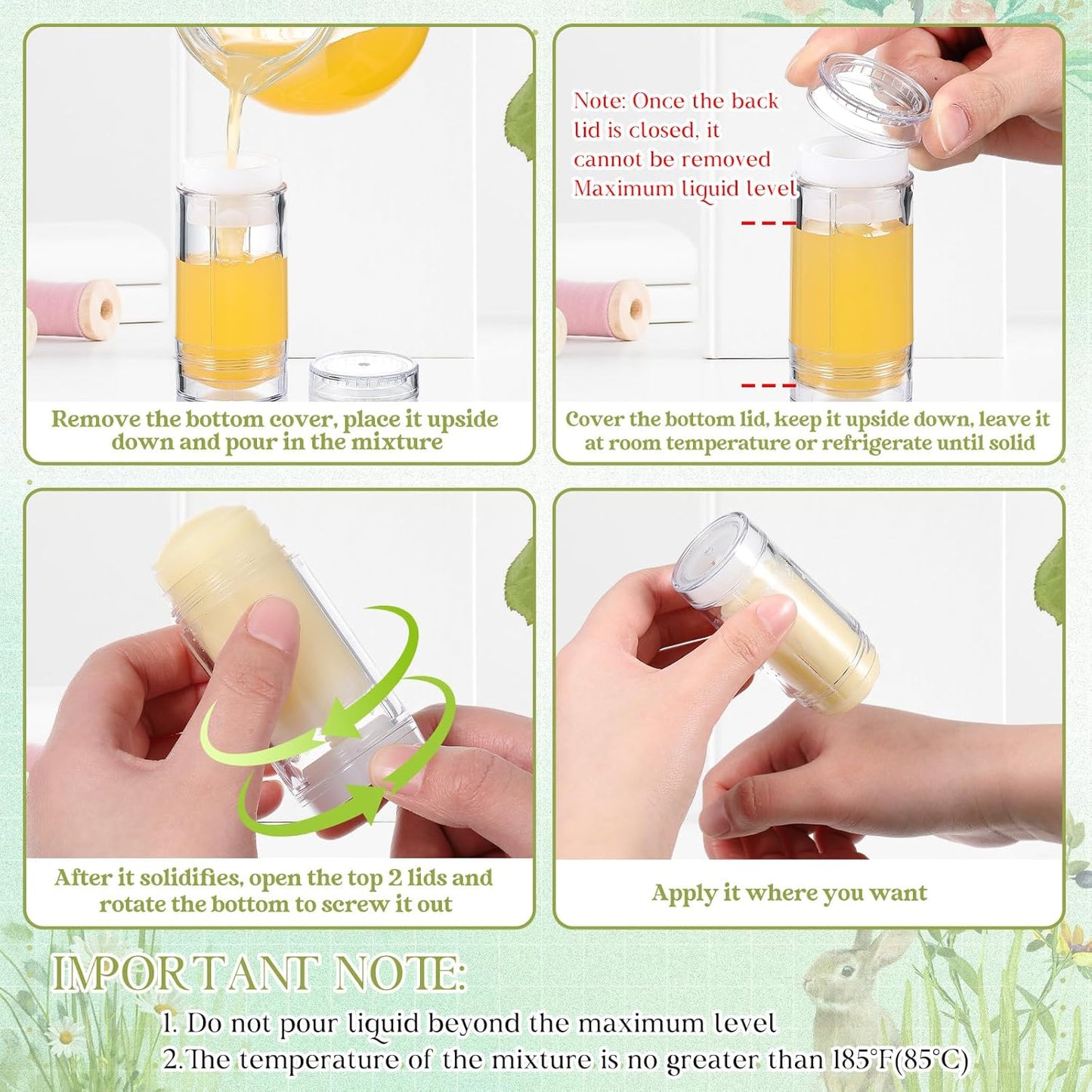 30 Pcs Empty Deodorant Containers Twist up Filling Stick Plastic Deodorant Container Refillable Bottles Bottomfill Round Lip Balm Tubes for Homemade DIY Lipstick Crayon(50 ml,Clear)