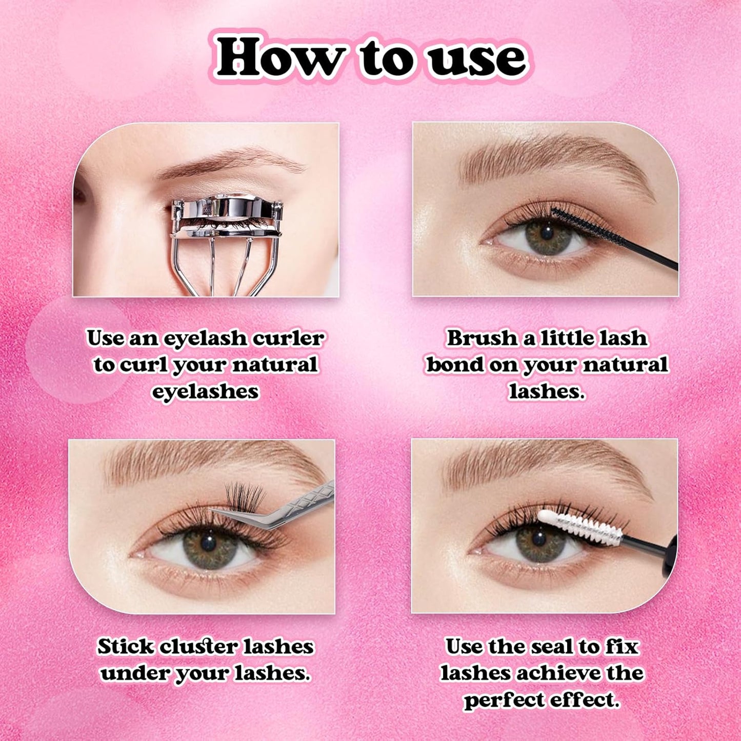 Lash Clusters 240pcs 40D 15-20mm Cluster Lashes Mixed Tray 3D Effect Volume Individual Lashes Cluster Eyelash Extensions Fluffy Soft D Curl DIY Lash Extension Kit at Home (40D-0.07-D,15-20mm)