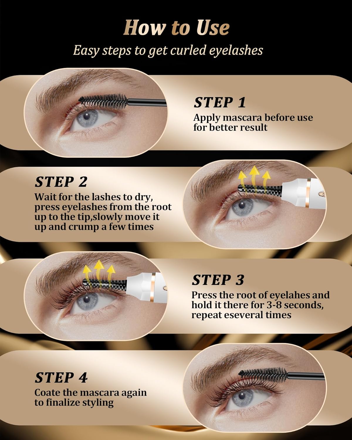 Heated Eyelash Curlers - Eye Lash Curler Heat with Eyelash Comb - Electric Eyelash Curler - Rizador De Pestañasey LED Display 3 Temp Settings USB Charge Natural Curling 24H for Women Makeup Tool Gifts