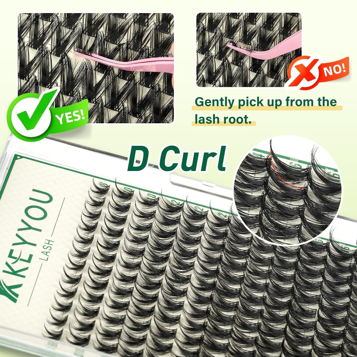 Lash Clusters Manga Lash Extension KEYYOU LASH D Curl 144pcs 8-18mm Wispy Eyelash Clusters Natural Volume Eyelash Extensions Individual Lashes DIY at Home(KY08,D-8-18MIX)