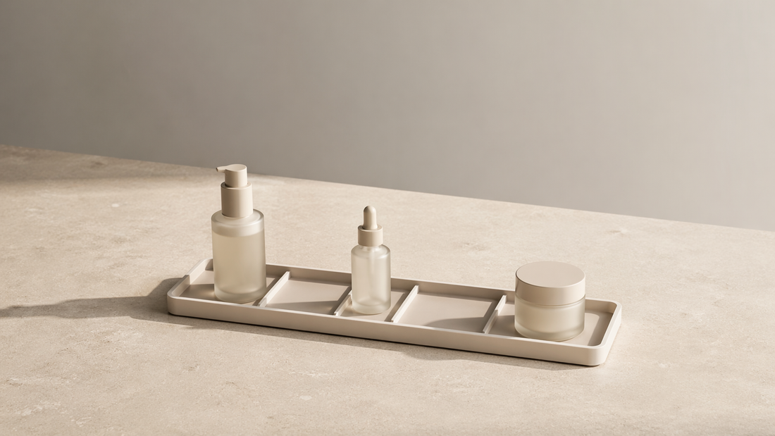 Skincare items spaced evenly over time.