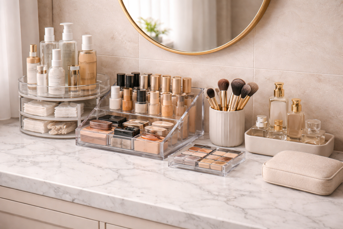 Efficient Vanity Setup That Reduces Surface Clutter