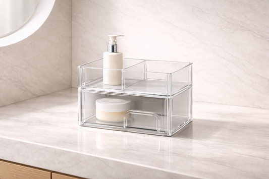 Bathroom organization for clean surfaces