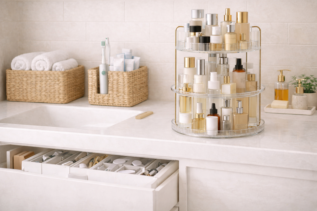 Bathroom vanity clutter solutions