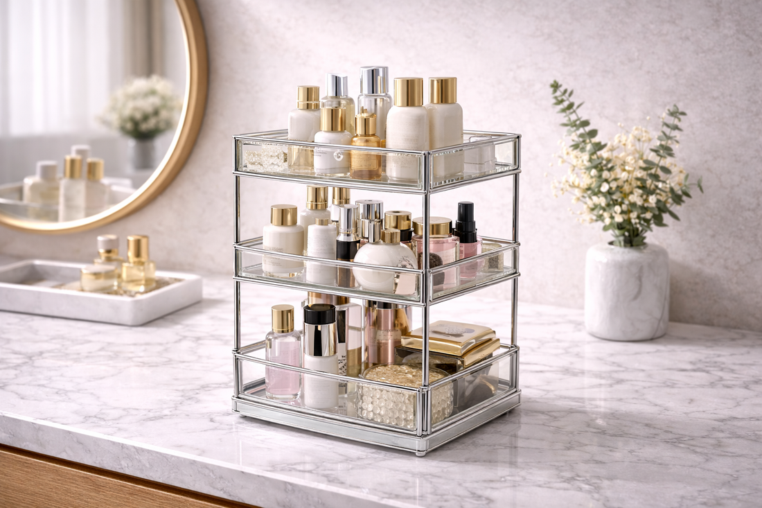skincare storage for structured setup