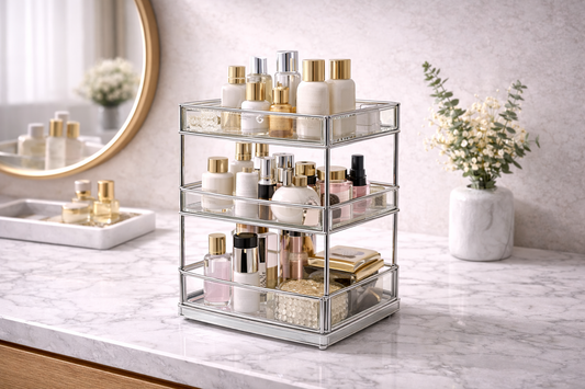 skincare storage for structured setup
