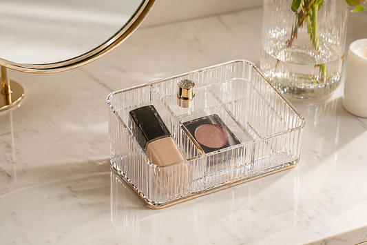 Premium compact makeup organizer for efficient small vanity use.