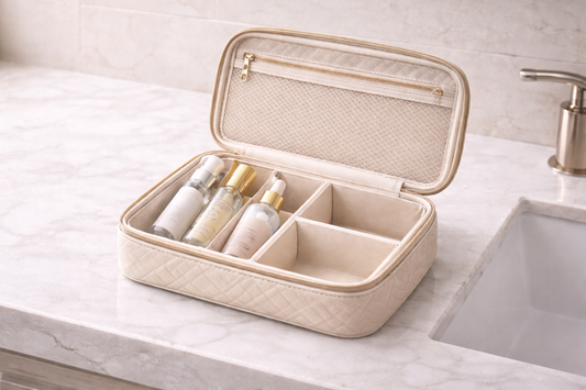 Best travel beauty organizer with clear sections for efficient packing and easy access.