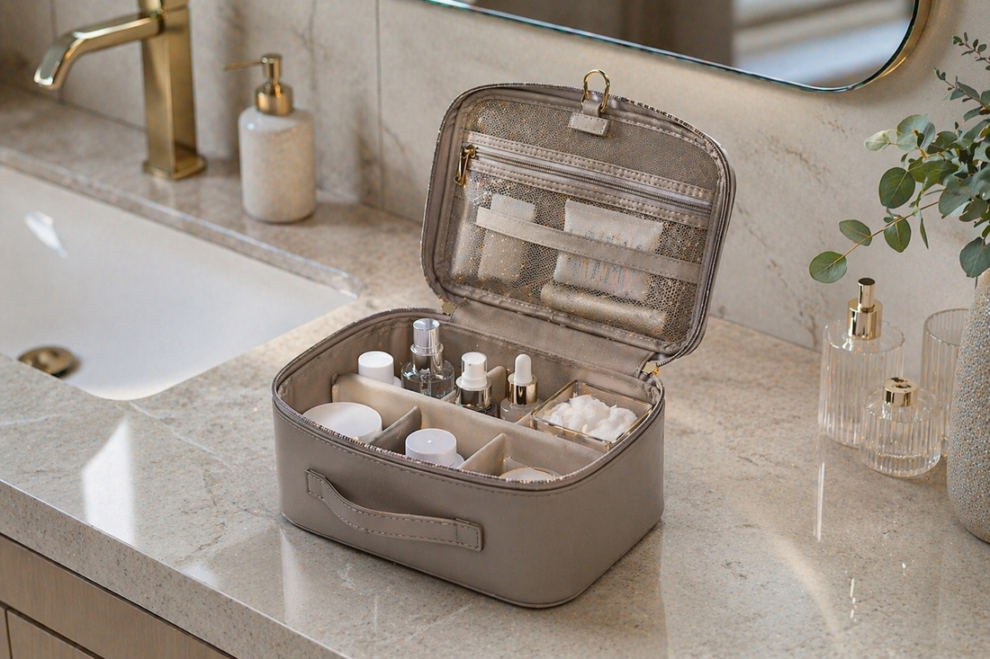 High-end travel beauty organizer case for efficient packing.