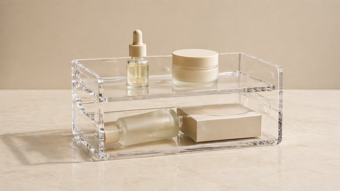 Skincare separated into daily and backup sections.