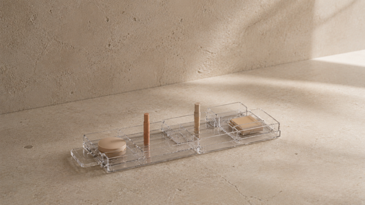 Makeup organizer maintaining stable placement through structured spacing.