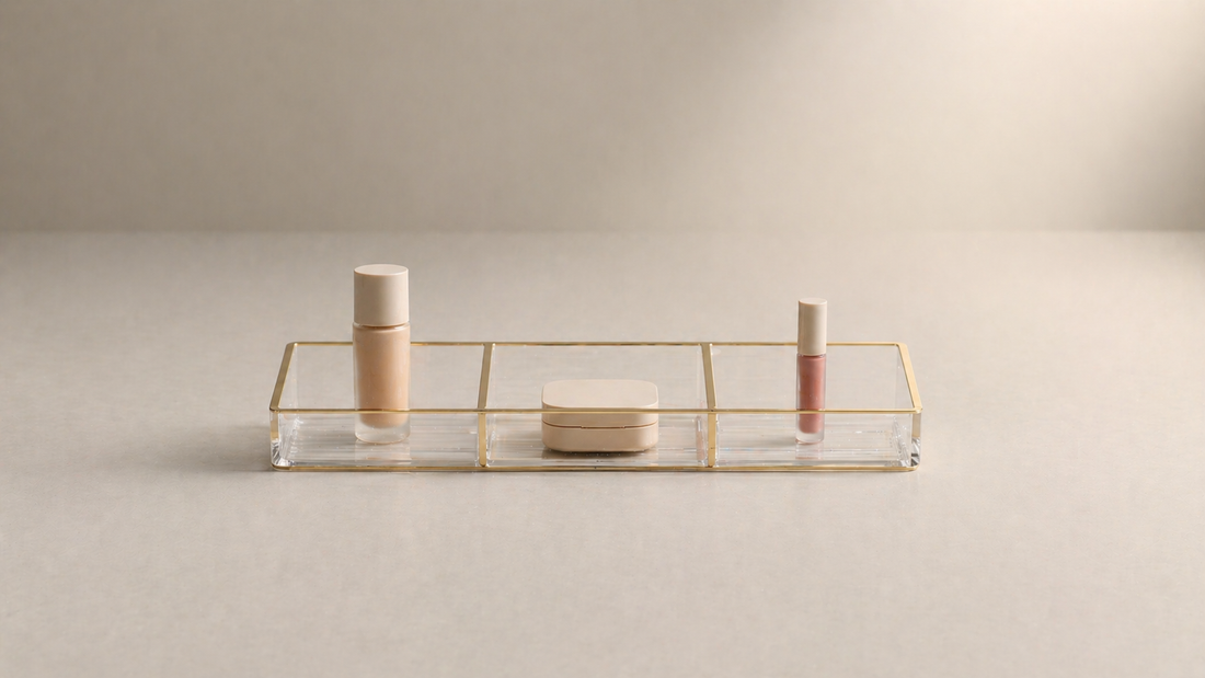 Makeup organizer with simplified layout for quick decisions