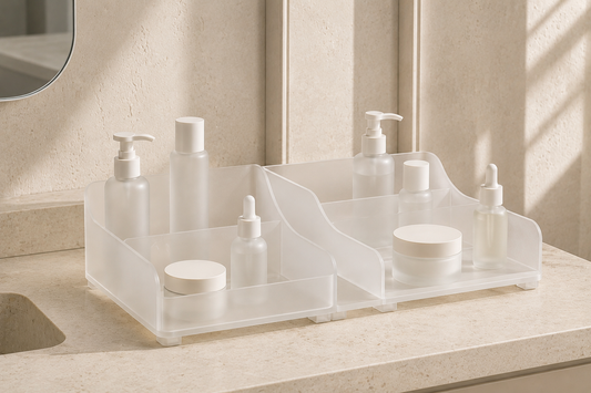 Skincare organizer with separated personal skincare sections.