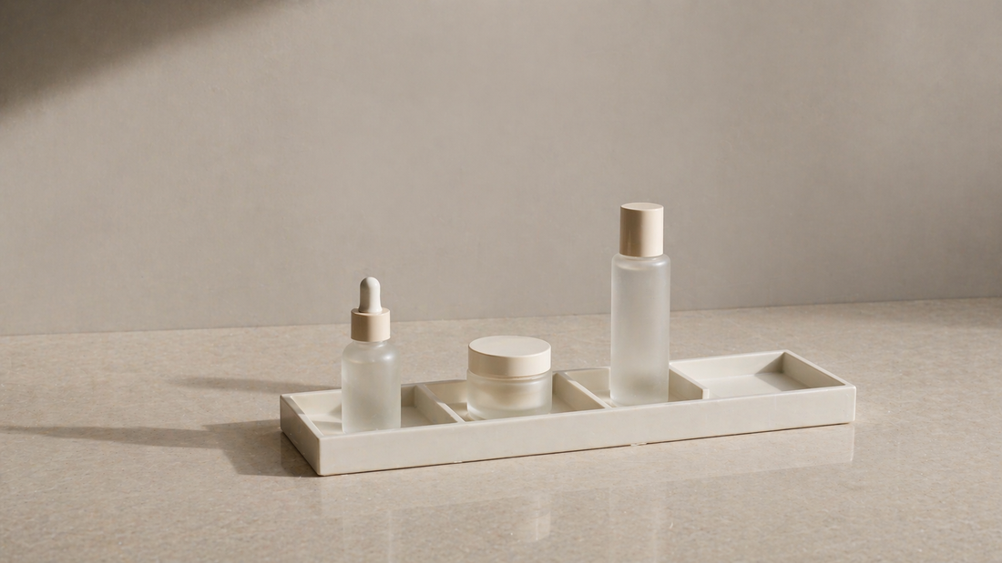 Open skincare organizer with visible spacing and easy access layout.