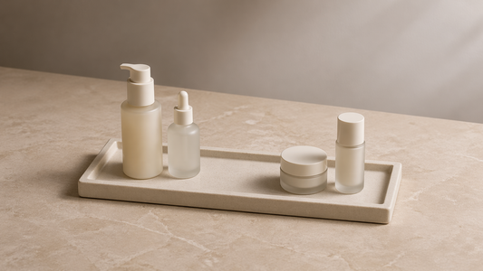 Skincare arranged in clear groups