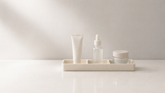 Minimal vanity setup with single-option layout and wide spacing for faster decisions.