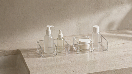 Vanity grouping system with categorized items and balanced spacing