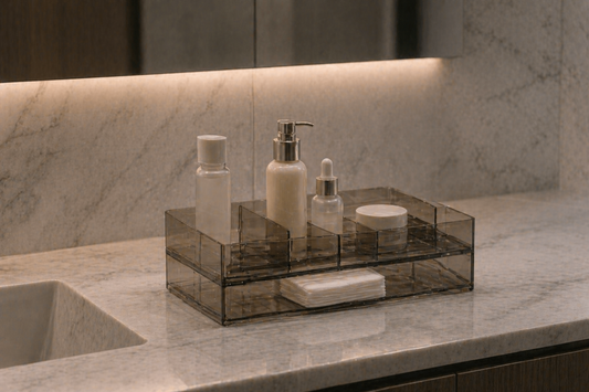 Structured vanity layout with clear spacing that reduces daily friction and improves routine flow.
