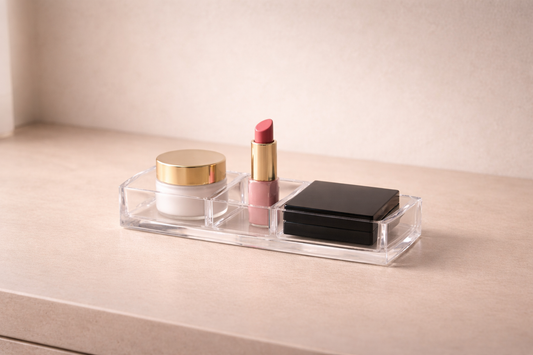 When less feels better with minimalist cosmetic organizer and glass jars