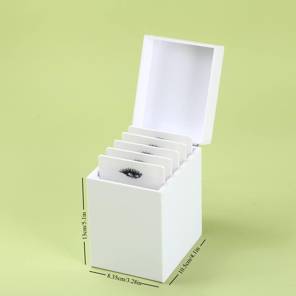 5 Layers Acrylic Eyelash Storage Box, Makeup Eyelashes Extension Close-Packed Display with 5 Pallets, Grafting False Eyelashes Glue Pallet Holder Display Organizer (5 Layers White)