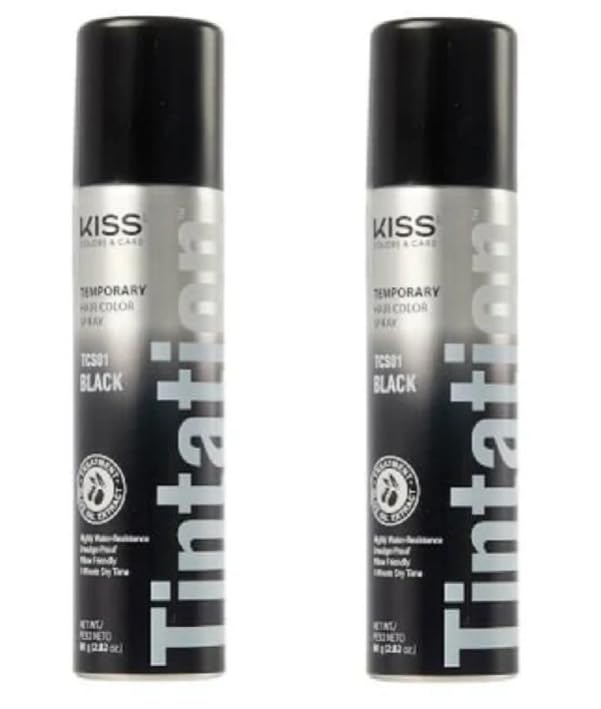 Tintation Temporary Hair Color Spray, Black, 2.82 oz (Pack of 2)