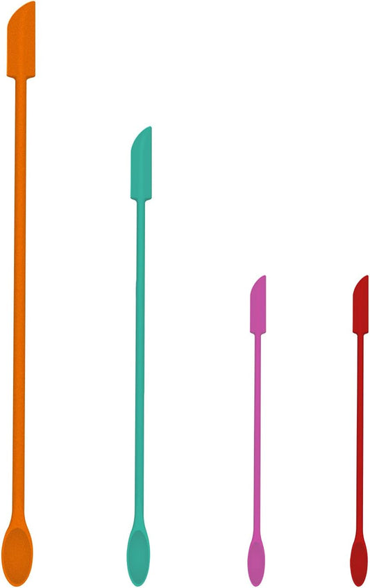 Mini Spatula Silicone Spatula Set - 4pcs Small Makeup Scrapers for Cosmetics, Reusable Beauty Tiny Tools, Thin Jar Scraper, Get the Last of the Makeup Out of the Bottle(Multicolor)