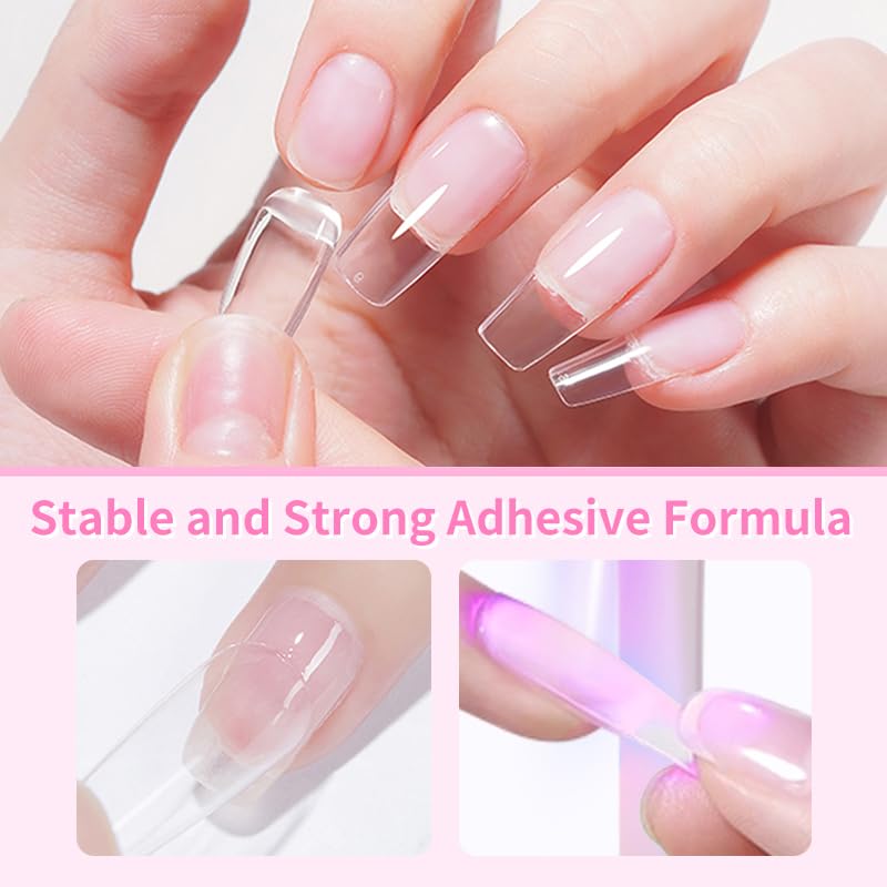 Born Pretty Nail Glue for Tips, 6 in 1 Gel Nail Gel Extension Gel,Blooming Gel,Base Gel Top Coat,Builder and Strengthener Gel for Nail Art Design