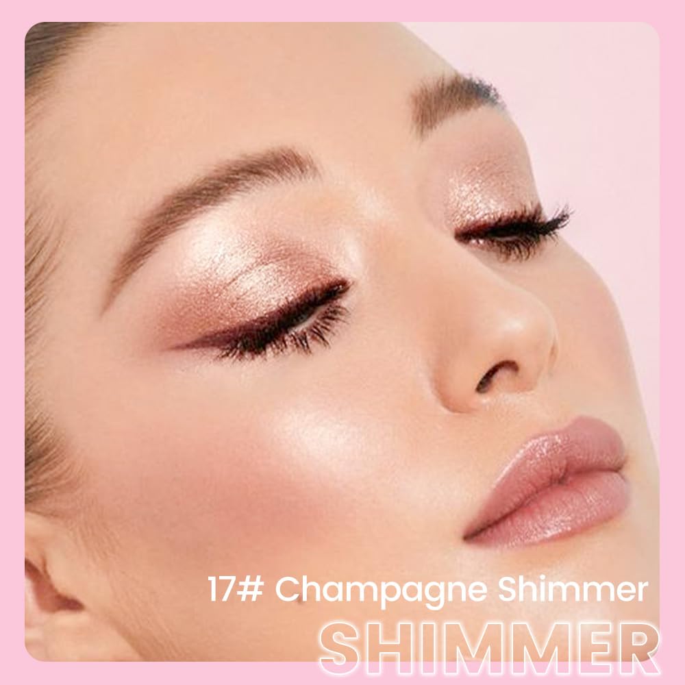 Kaely 2in1 Cream Eye Shadow Brightener Sticks for Eyes, Pencil Eyeshadow Applicator Stick Waterproof Pigmented, Eye Shadow Palette Highlighter Makeup, sombras para ojos, 17 Champagne Shimmer
