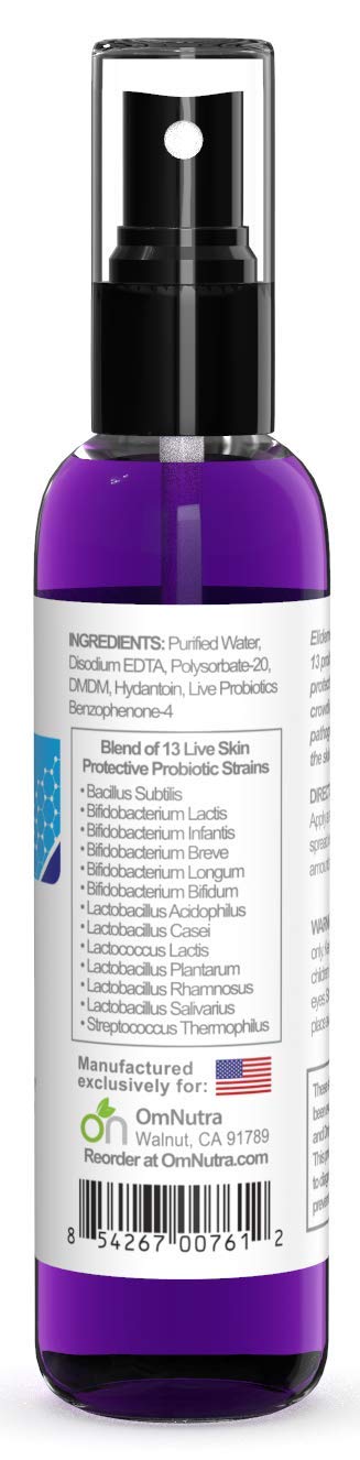 Topical Probiotic Spray For Skin - 13 Strains Live Probiotic Skin Care Dermatic Biome Acne Folliculitis Supplement Dermatitis Rosacea Eczema Treatment Body Face Mist Sprayable Deodorant Microbiome