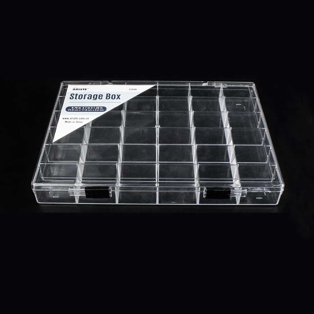 36 Grids Clear Plastic Organizer Box, Craft Storage Container for Beads Organizer, Art DIY, Crafts Jewelry Storage, Fishing Tackles, Rock Collection, 1 Pack