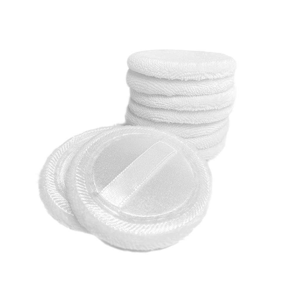 10pcs Powder Puff Cotton Cosmetic Powder Face Makeup Puffs Pads with Ribbon for Loose and Foundation 2.36 inch. (White)