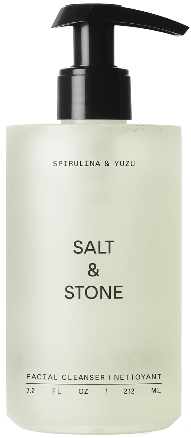 Salt & Stone Facial Cleanser for Women & Men, Spirulina & Yuzu Gentle Facial Wash with Hyaluronic Acid, Squalane, For All Skin Types, Vegan, Cruelty Free, 7.2 oz
