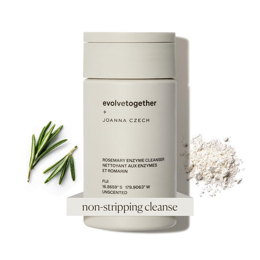 evolvetogether x Joanna Czech Rosemary Enzyme Twice-Daily Face Cleanser for Women & Men | Hydrating, Gentle Enzymatic Formula For All Skin Types | Vegan, Toxin-Free | Made in USA (Fiji, 1.41 Oz)