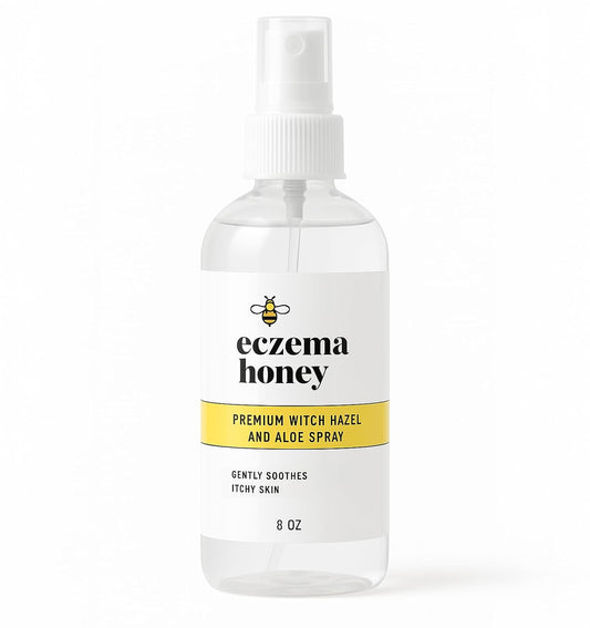 ECZEMA HONEY Premium Witch Hazel & Aloe Spray - Facial Mist Skin Care Product - Unscented Moisturizer, Dewy Makeup Spray, Aftershave & More (8 Oz)