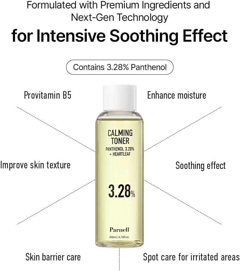 Parnell Panthenol 3.28% | 200ml / 6.76 fl.oz. | Heartleaf Calming Toner 200ml, Soothing Hydrating Toner, Korea Skin Care, Korea Beauty