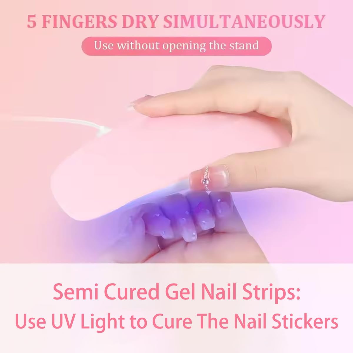Red Semi Cured Gel Nail Strips Stickers Glossy Nail Polish Strips Decals Salon Quality Long Lasting Easy to Apply Solid Color Gel Nail Stickers for Women DIY Manicure Party Nails Decoration 1 Sheets
