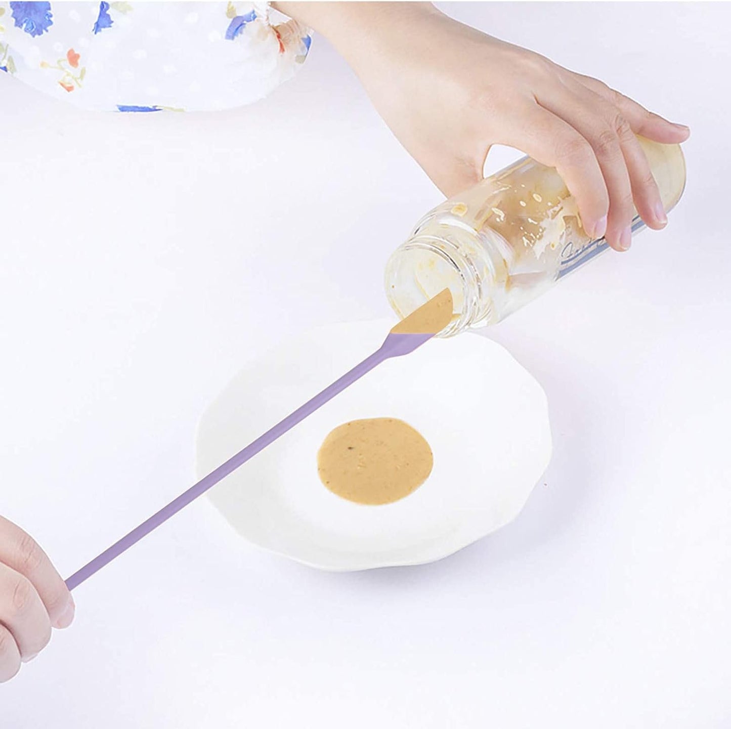 Mini Spatula Silicone Spatula Set - 4pcs Small Makeup Scrapers for Cosmetics, Reusable Beauty Tiny Tools, Thin Jar Scraper, Get the Last of the Makeup Out of the Bottle(Purple)