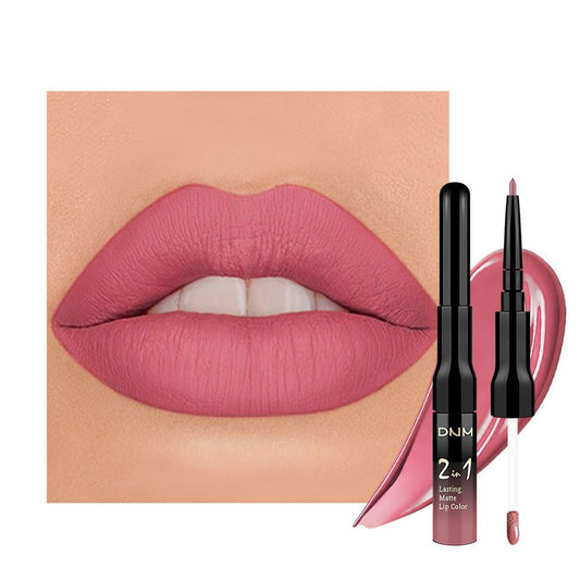 evpct 1Pcs Mauve Pink Matte Lip Liner and Liquid Lipstick Stain Makeup Set for Women, Light Mauve Long Lasting Smudge Proof Lipstick labiales matte mate larga duracion listip 24 hours originales, 35#