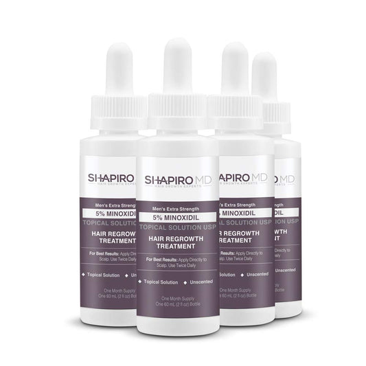 Shapiro MD Hair Growth Experts Minoxidil 5% Topical Solution for Men's Hair Growth, Serum Promotes Hair Regrowth by Reactivating Hair Follicles - 4 Month