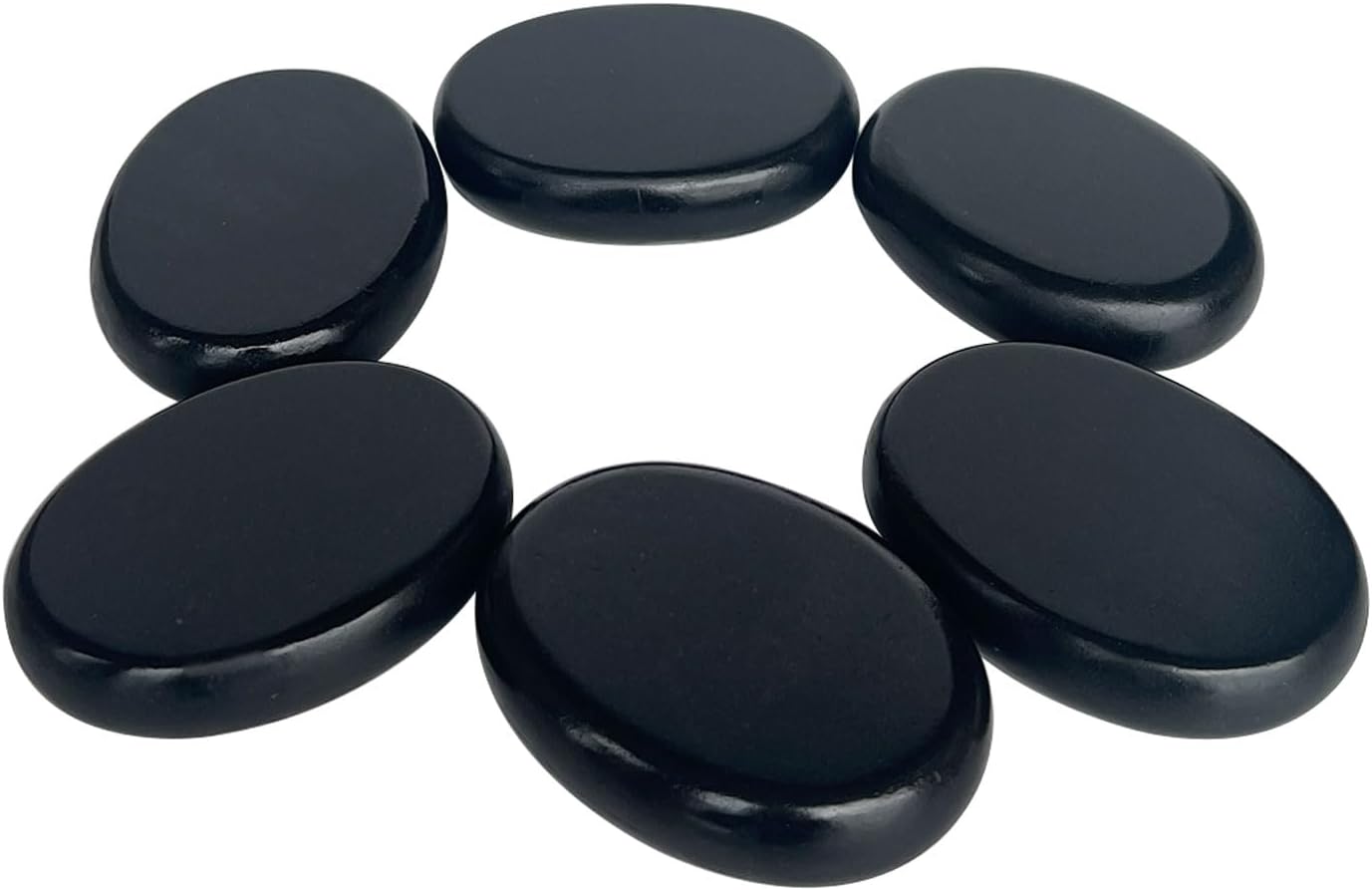 Hot Stones Massage Set,6 Piece Set Oval hot Stone 3.15x2.36x0.7 inches.Basalt Home spa, Relaxation, Massage Treatment