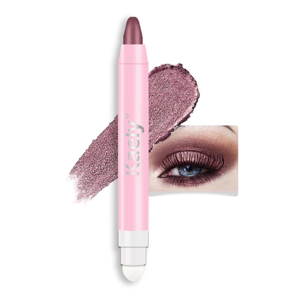 Kaely 2in1 Cream Eye Shadow Brightener Sticks for Eyes, Pencil Eyeshadow Applicator Stick Waterproof Pigmented, Eye Shadow Palette Highlighter Makeup, sombras para ojos, 26 Orchid Shimmer