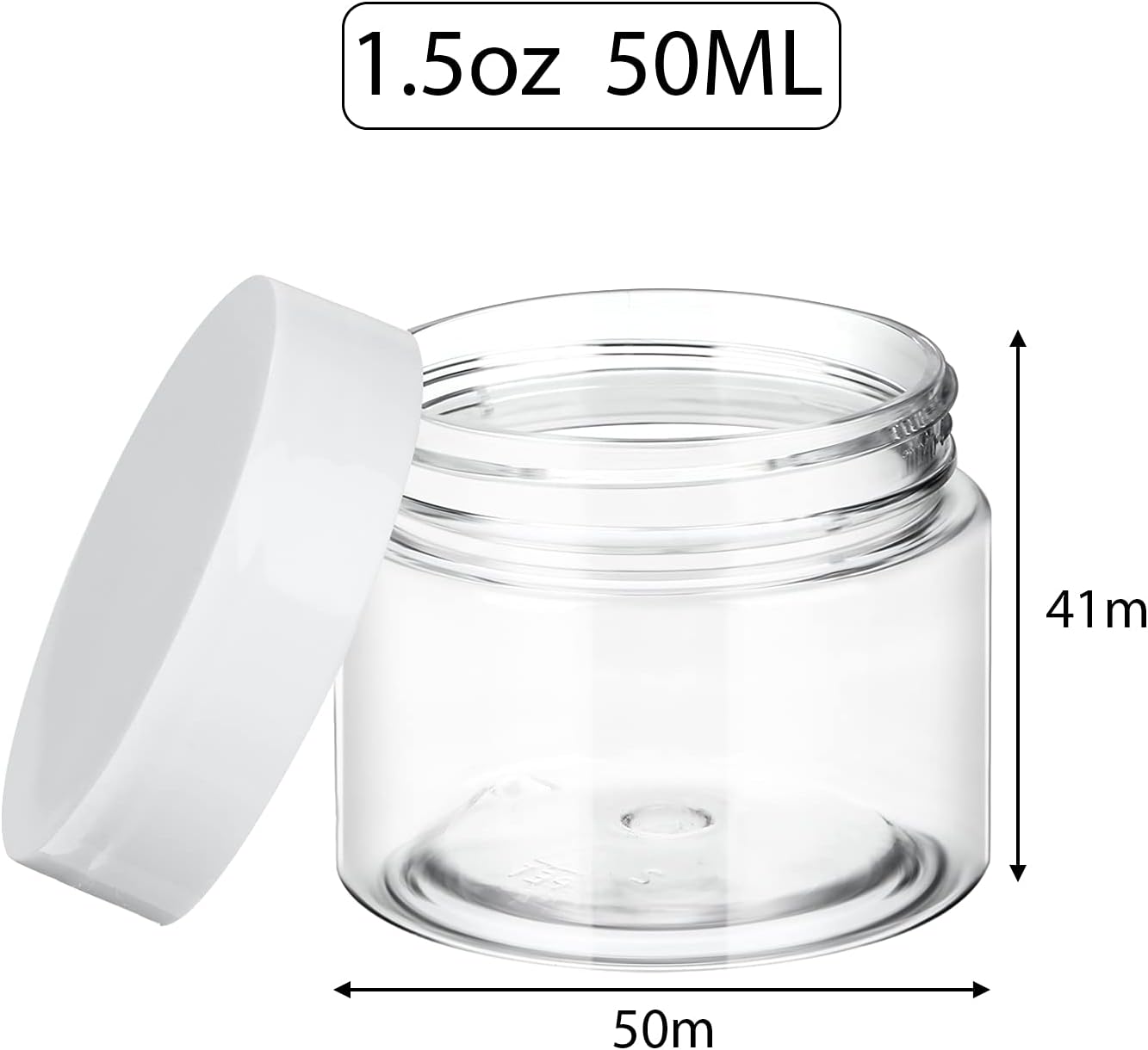 SATINIOR 36 Pieces 1.5 oz Plastic Jars with Lids Wide Mouth Airtight Reusable Container Acrylic Cosmetic Small Jars for Lotions Ointments Travel Toiletries Creams Make up Storage(White)
