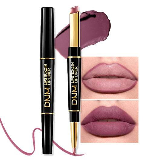 evpct 1Pcs More Mauve Lip Liner and Lipstick Set Kit for Women, Matte Lips Kit with Lip Liner Lip Stains Long Lasting Waterproof 24 Hour Lipstick and Lip Liners Combo Lipliners Pencil 28#
