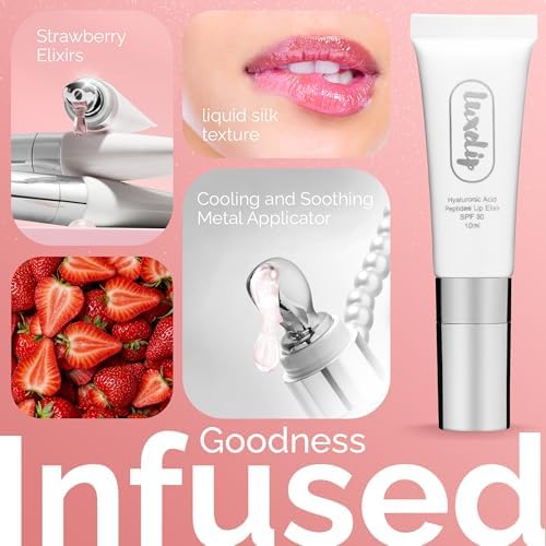 Tinted Lip Balm Elixir – Hydrating Vegan Lip Care with Sheer Color & Moisturizing Glow – Non-Sticky Nourishing, Lip Plumping Treatment for Soft, Smooth Lips (Strawberry 10ml)