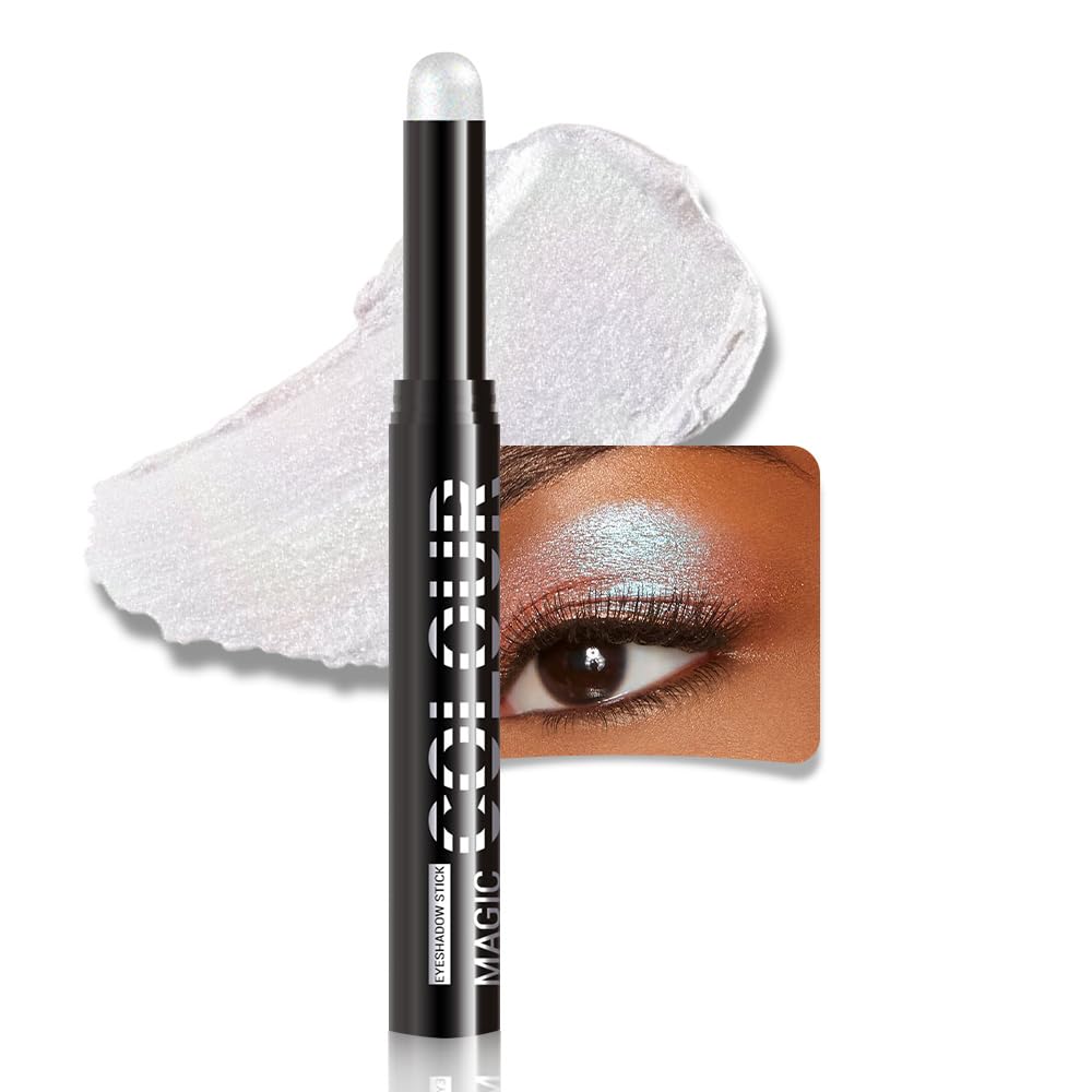 Transparent Pink Shimmer Cream Eye Shadow Stick Makeup for Women, Transparent Pink Shimmer Matte Eye Shadow Brightener Stick for Eyes, Waterproof Eyeshadow Pencil Applicator Blendable for Eye 19