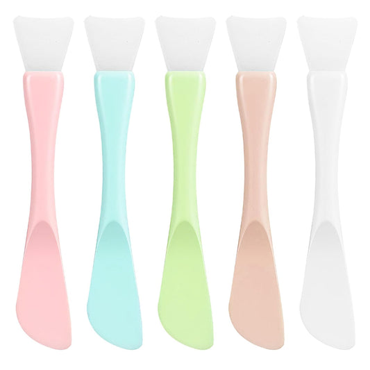 5 Pcs Silicone Face Mask Applicator,Face Mask Spatula,Reusable Double-End Faces Masks Brush Washable Beauty Spatula Comestic Tools for Clay,Cream,Gel,and Mud Facial Masks,Soft Smoothing