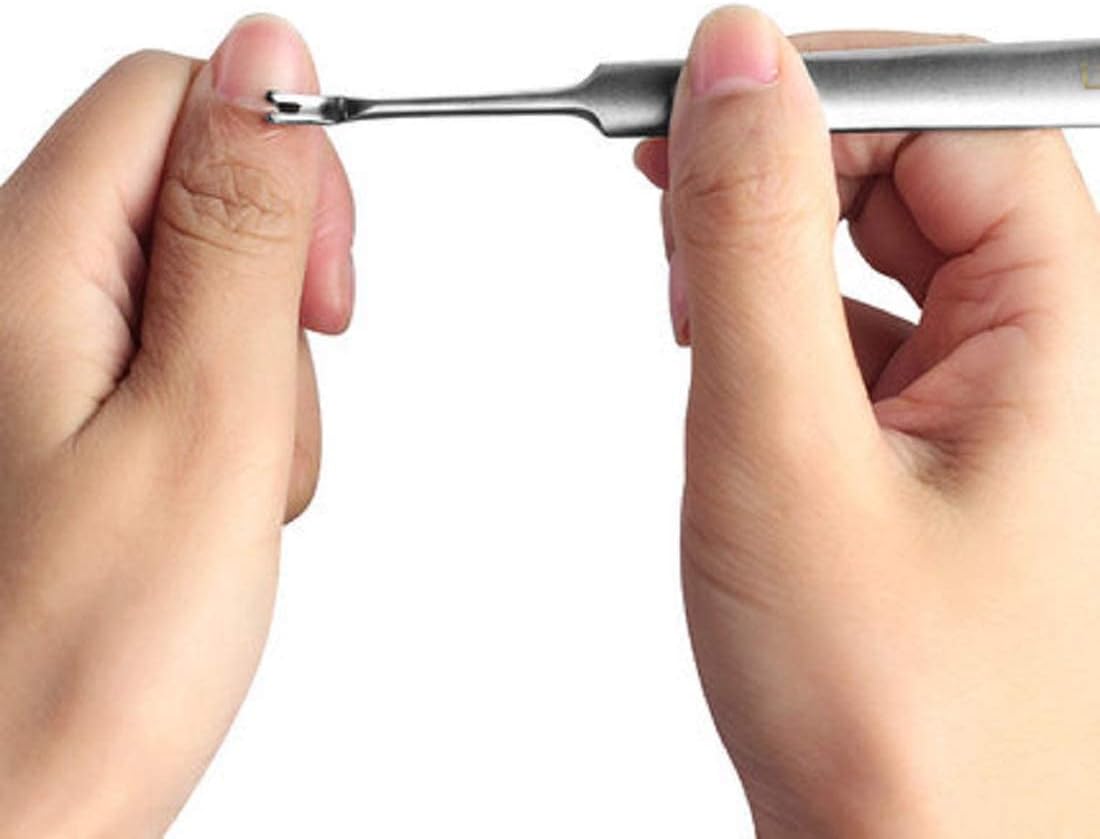 OLIREXD Professional Stainless Steel Cuticle Pusher Trimmer Remover Dead Skin Hangnails Nails Cleaner Scissors Remover Nipper Clipper/Nail Art Manicure Tool for Adult, Silver