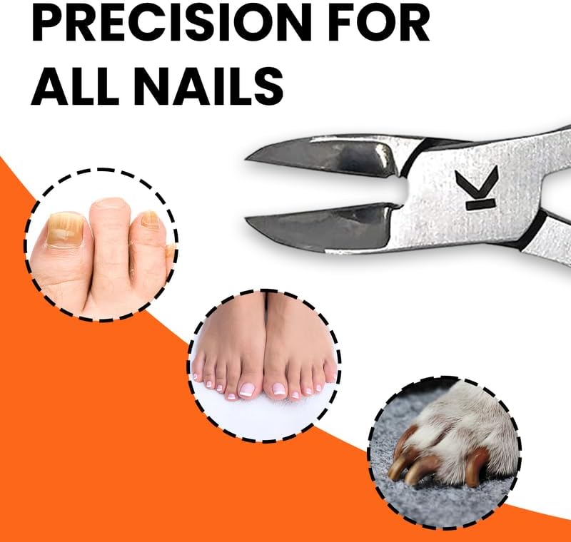 Kohm Ingrown Toenail Clippers | Super Control Cuticle Trimmer & Wide Jaws – Precision Stainless Steel Nail Nippers for Thick & Ingrown Nails | Podiatrist-Recommended Toe Nail Cutter
