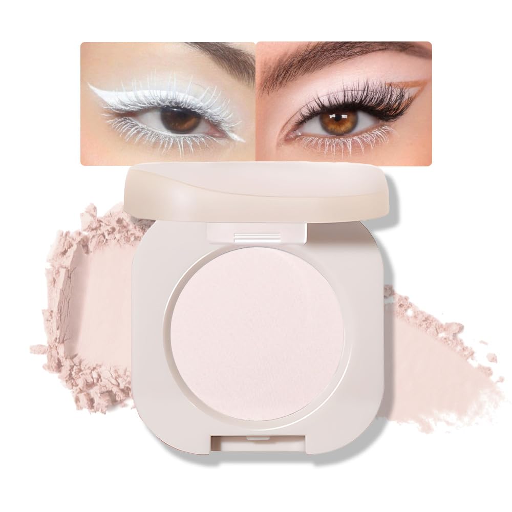 Pressed Single Matte Eyeshadow Palette Makeup, Matte nude White Eyeshadow For Women, Pigmented Waterproof Sombras Para Ojos, Single Pressed Powder Vegan, Talc, Paraben & Cruelty Free(01)
